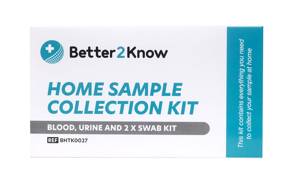 blood urine and two swab kit box