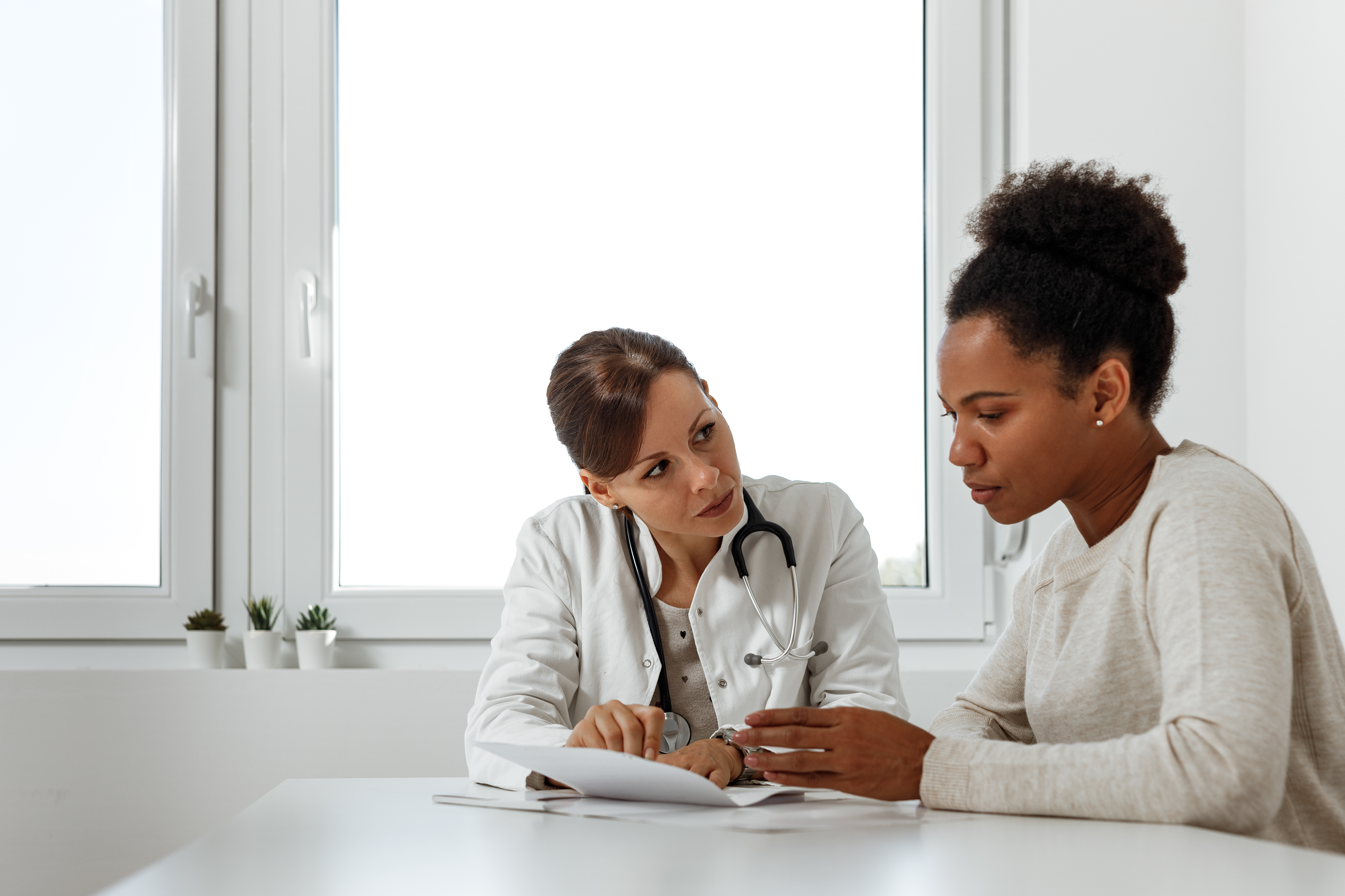 Doctor showing patient results