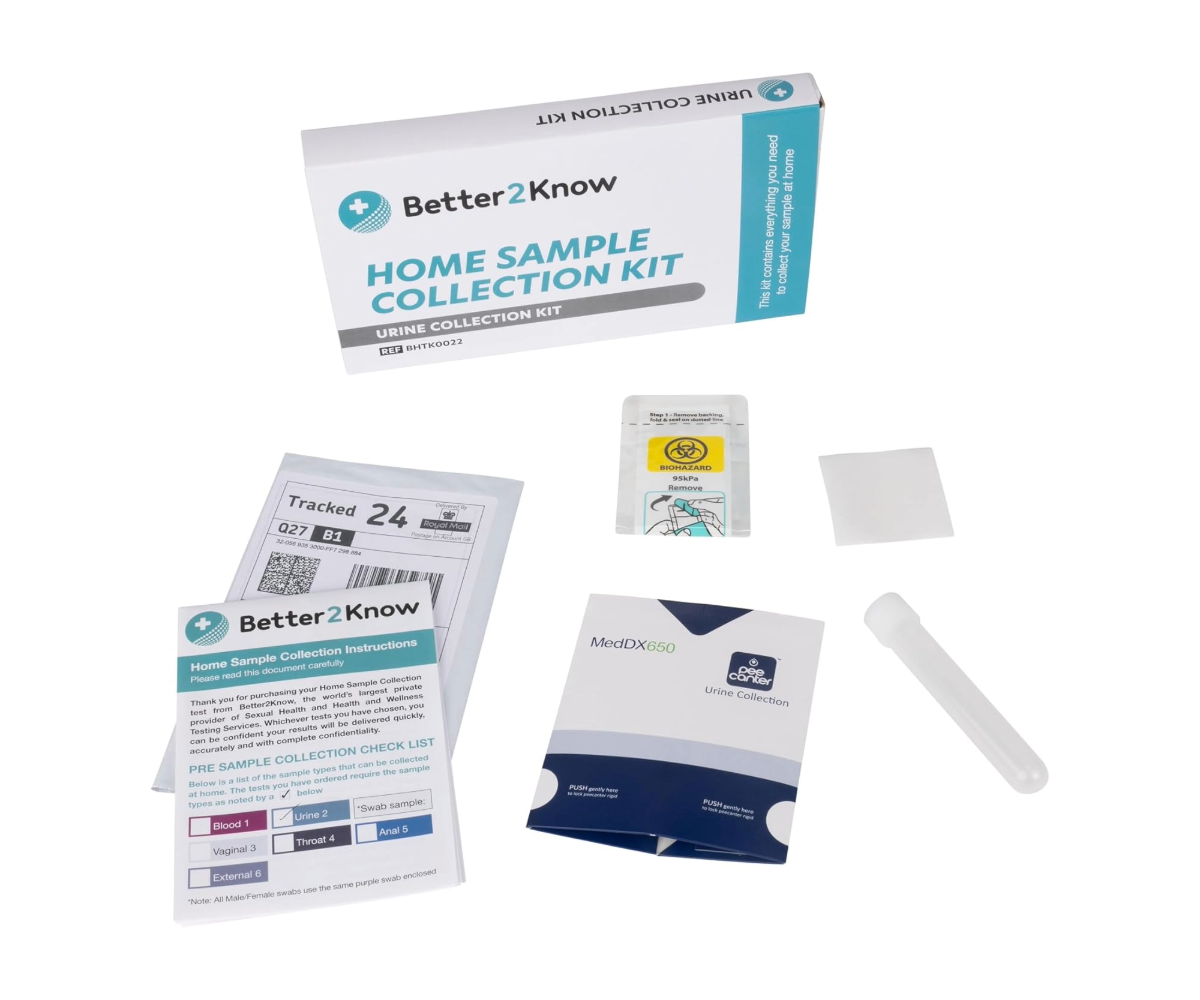 Contents of a self sample collection urine kit